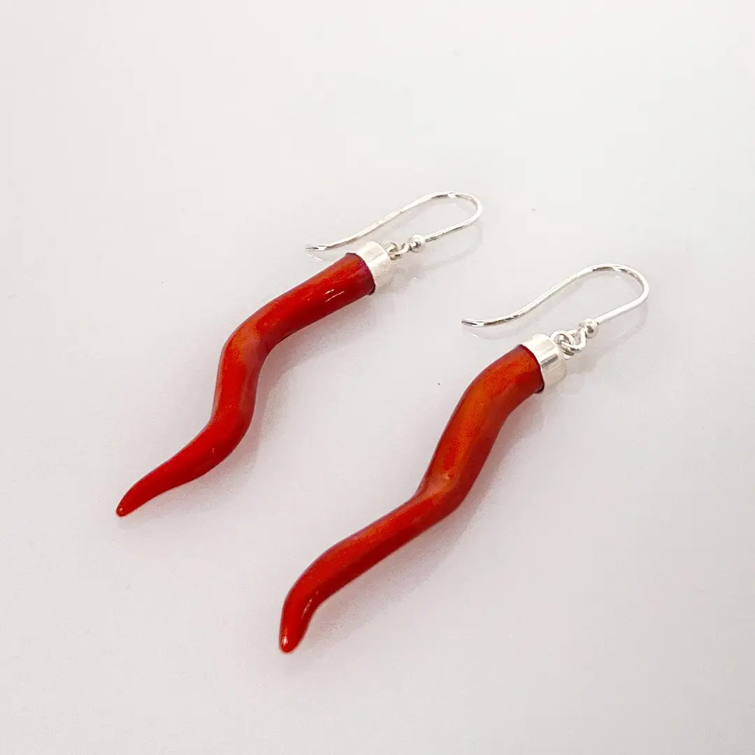 Horn Coral Earrings Lucky Charm