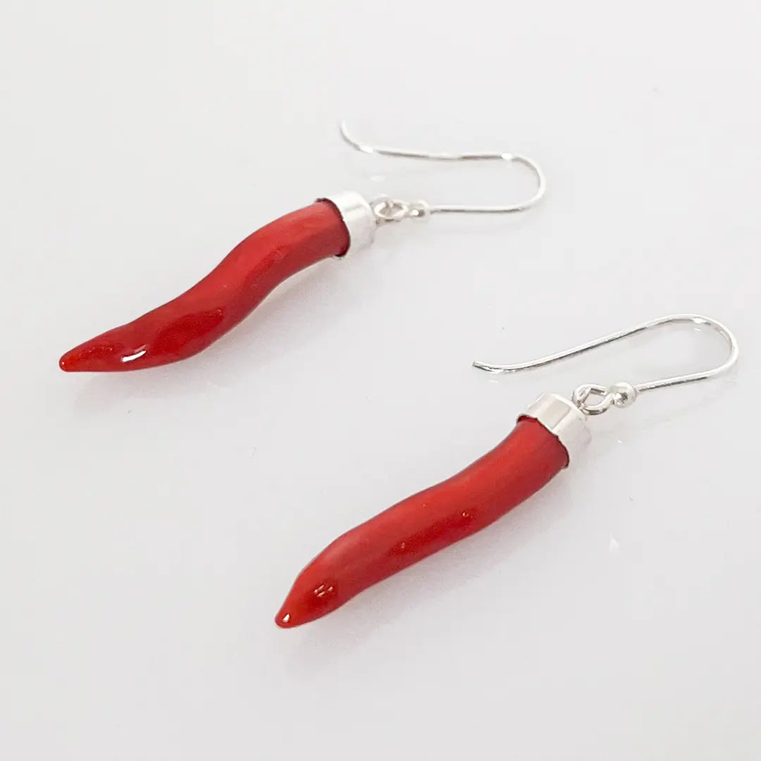 Horn Coral Earrings Lucky Charm