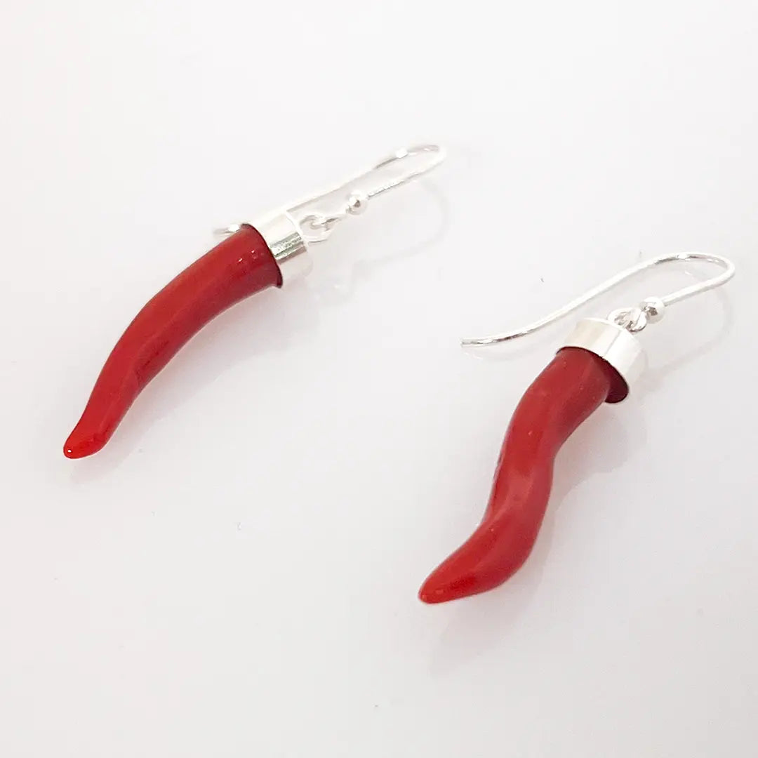 Horn Coral Earrings Lucky Charm