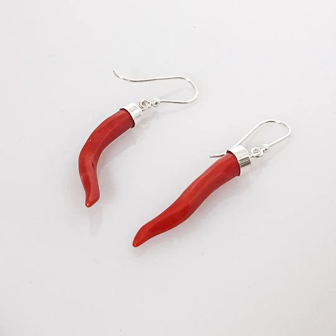 Horn Coral Earrings Lucky Charm