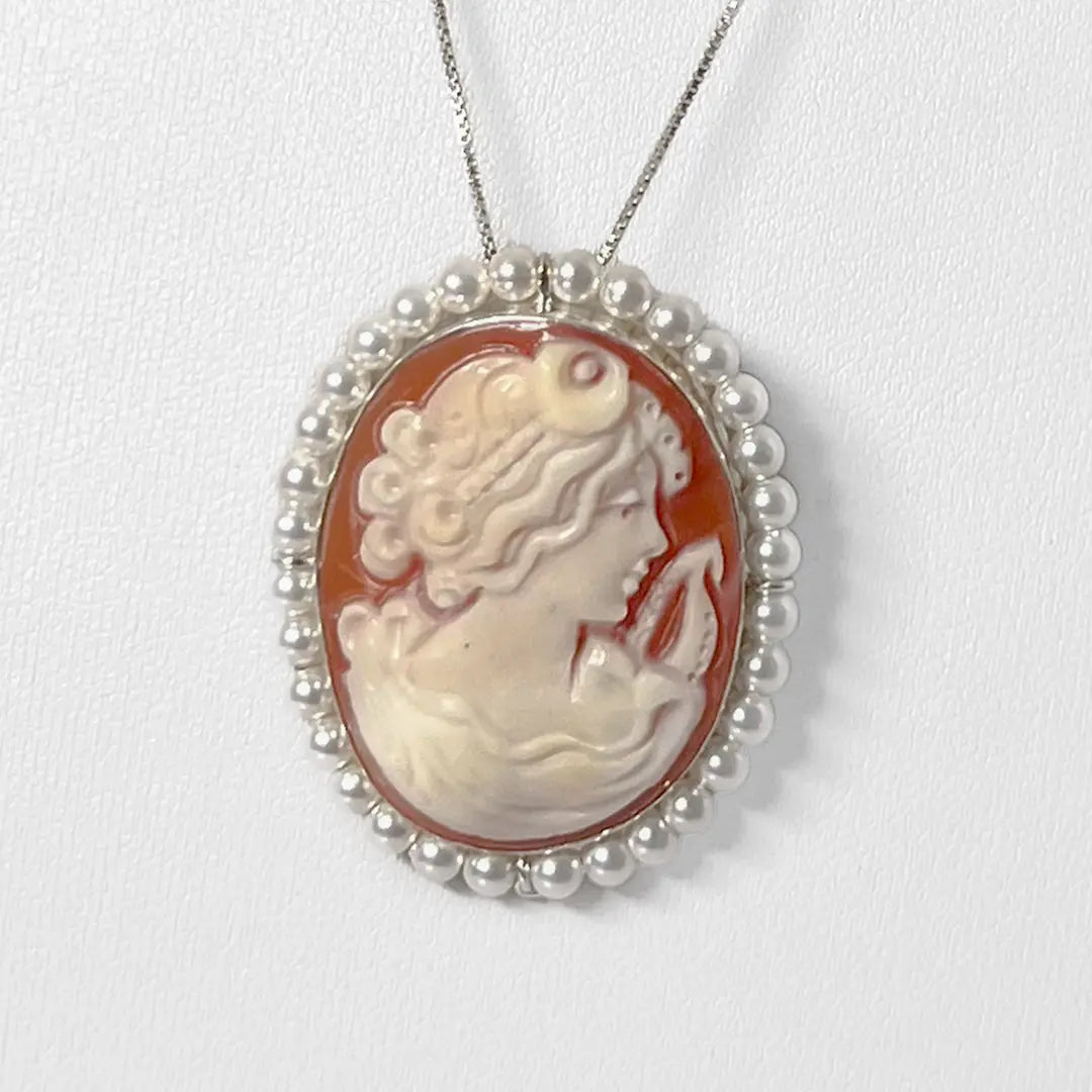 Cameo Pendant Brooch Profile Woman