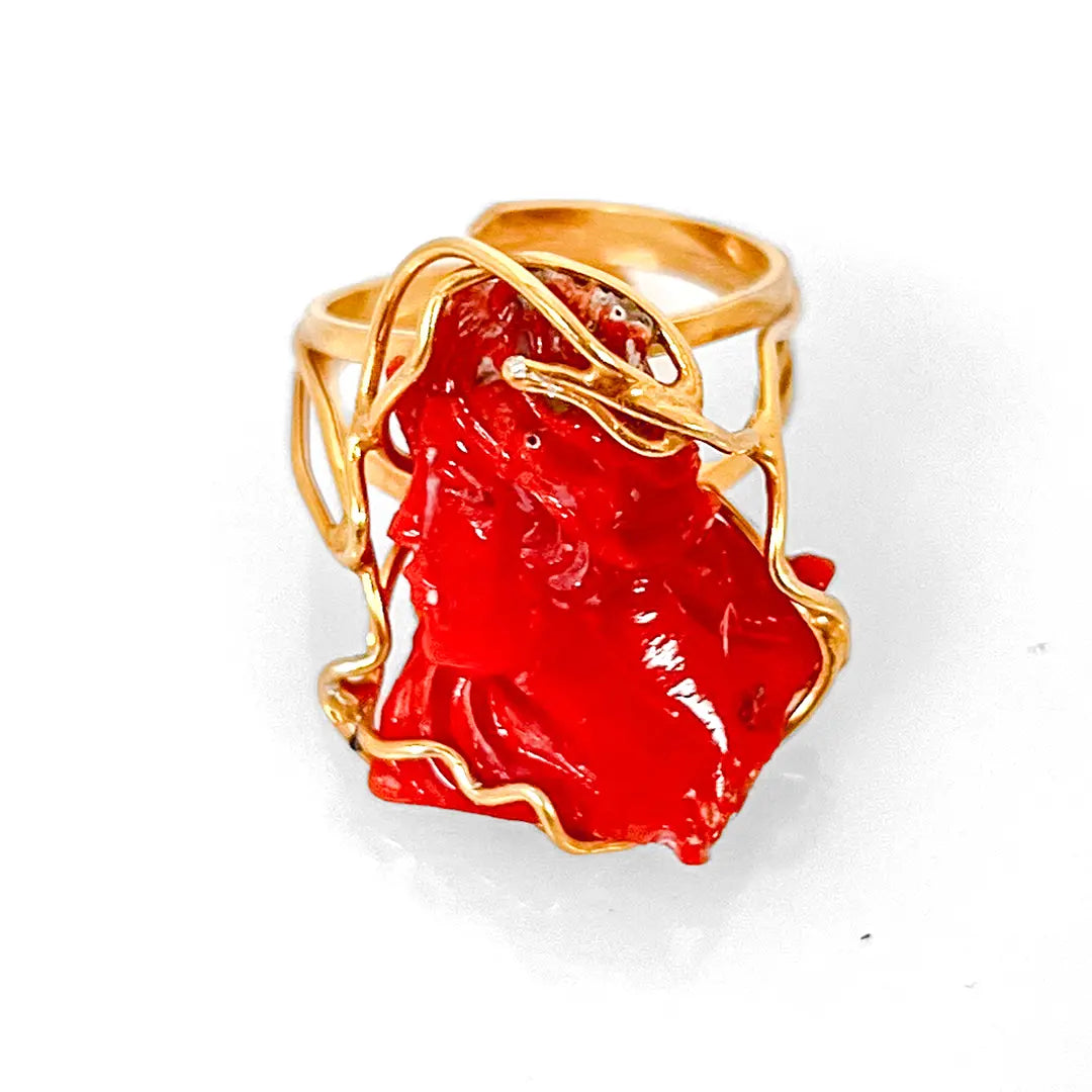 Anello in Corallo Profilo Donna