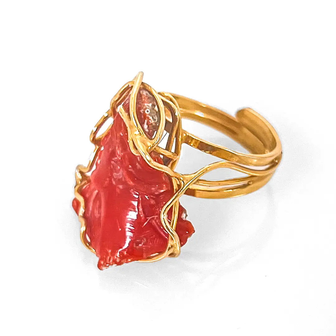 Anello in Corallo Profilo Donna