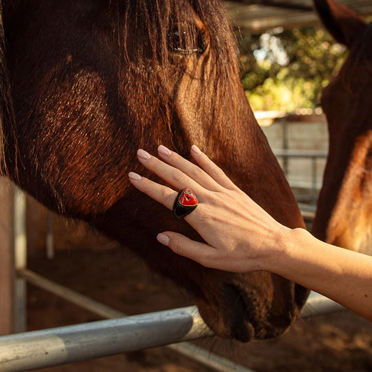 Ring with Red Coral Stone
