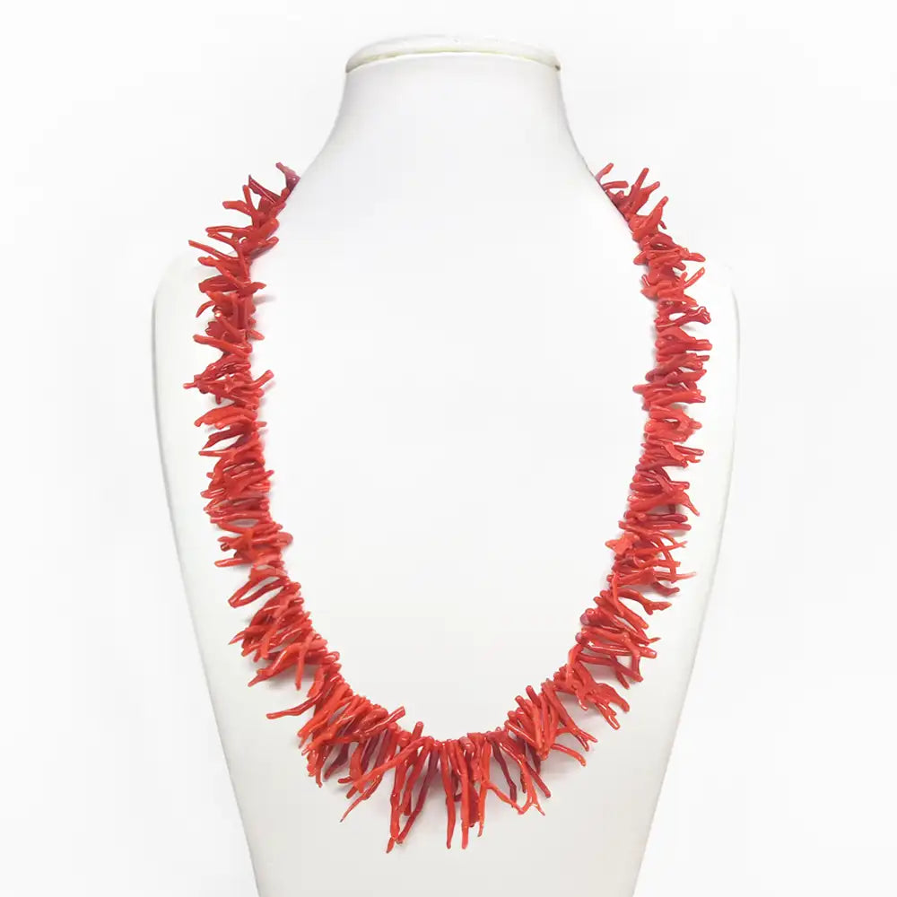 Red Coral Fringed Necklace
