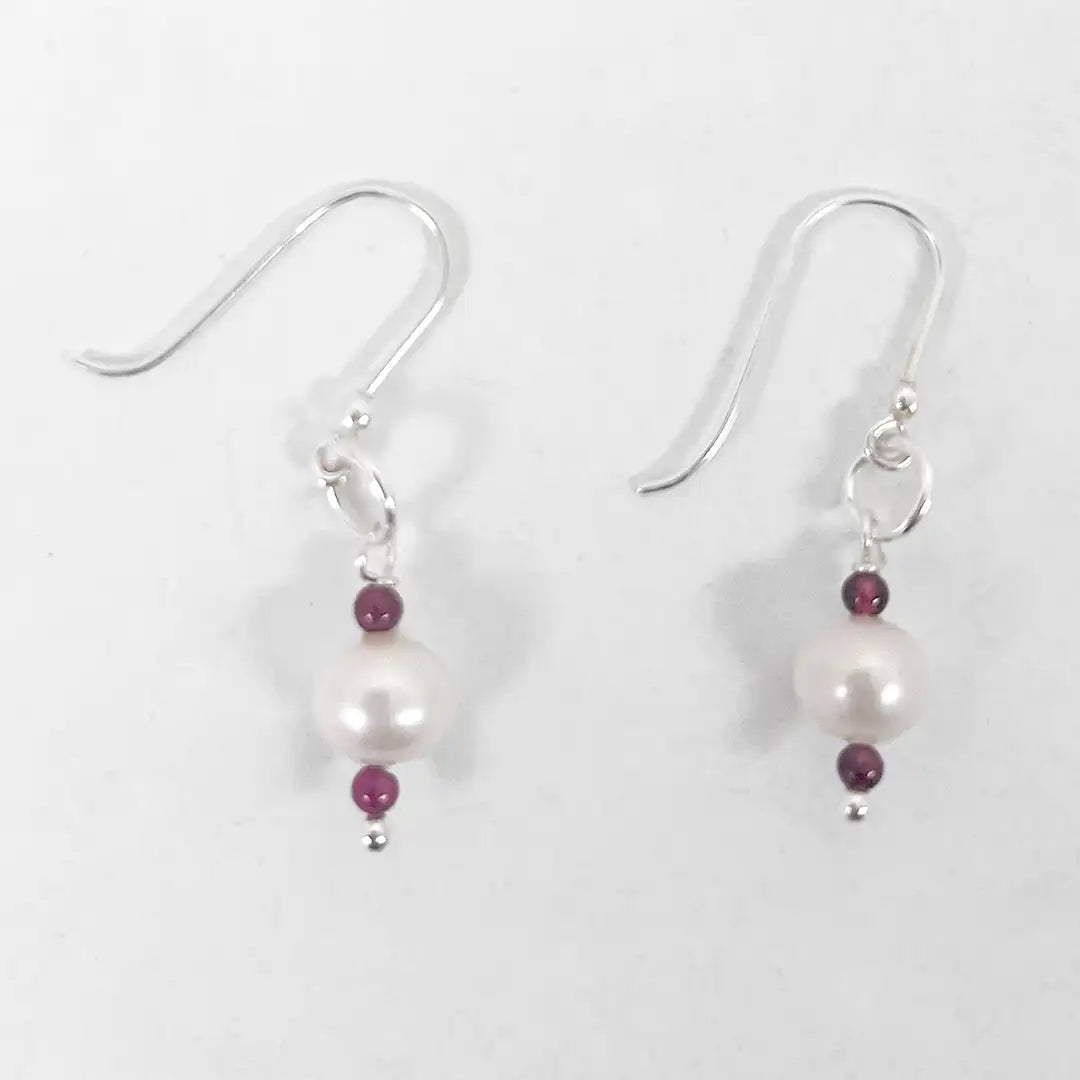 Fantasy Earrings in Silver with Pearls and Precious Stones