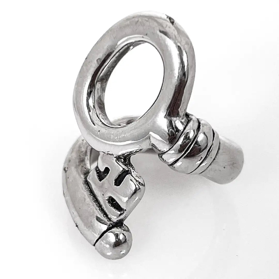 Silver Ring Twisted Key