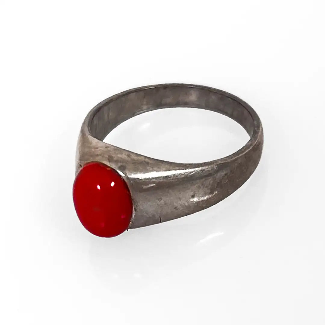 Silver Ring with Red Stone