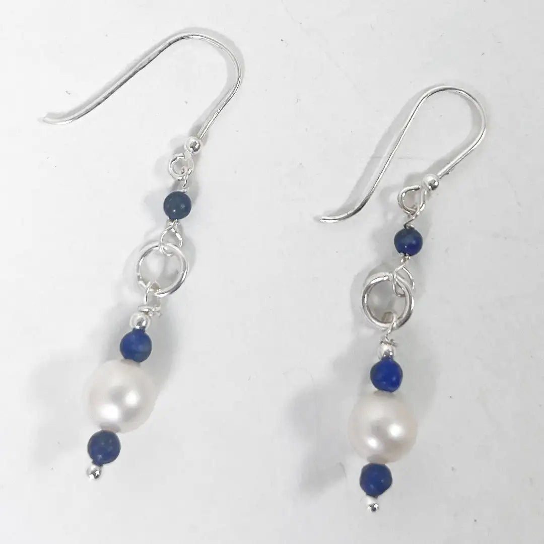 Fantasy Silver Earrings with Pearls and Precious Stones