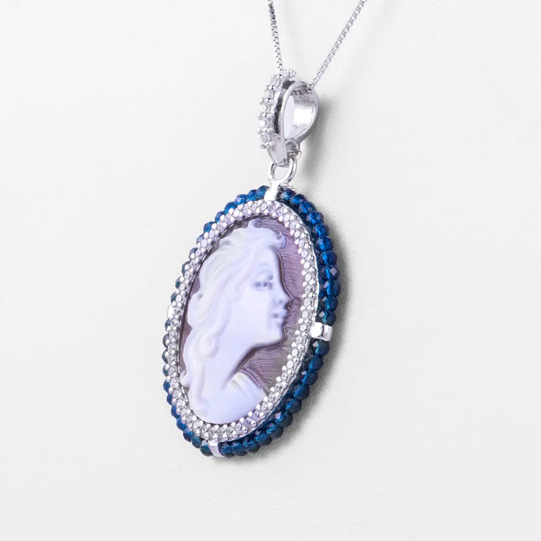 Pendente Cammeo Zirconi e Agata Blu