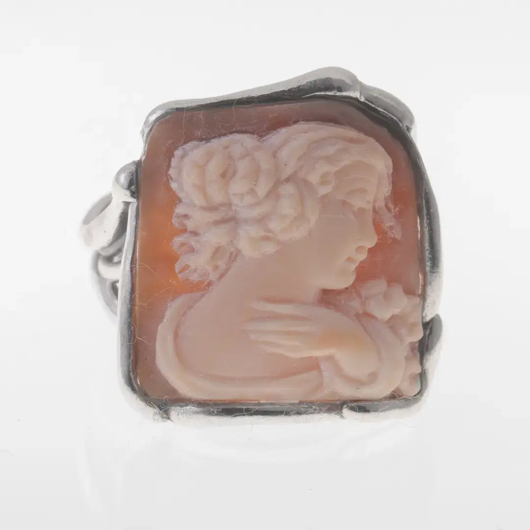 Artistic Cameo Ring Woman Profile with Hand