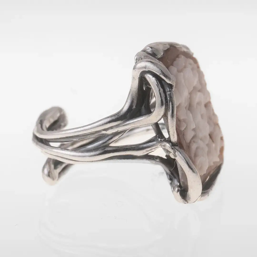 Anello Cammeo Artistico incisione Fiori