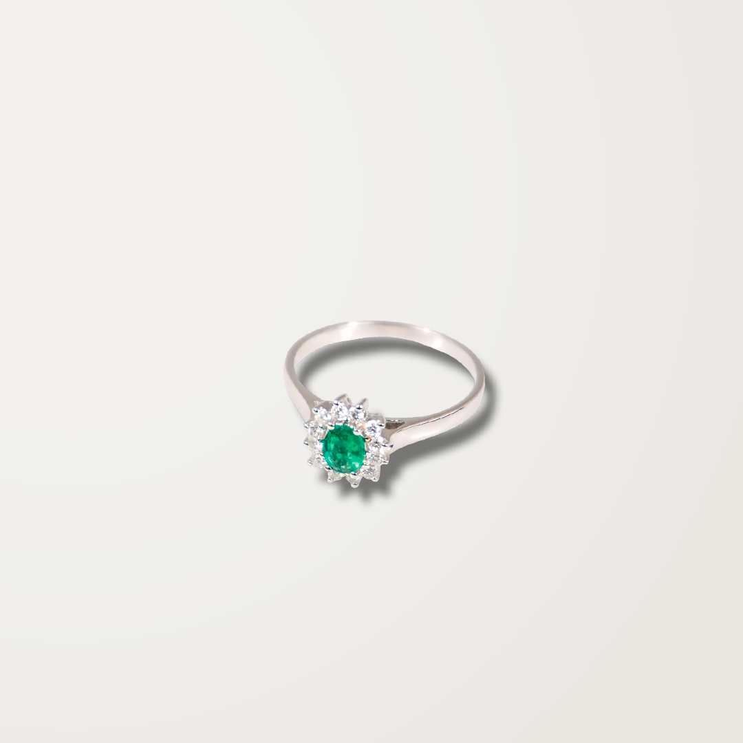 Anello Oro Diamanti e Smeraldo
