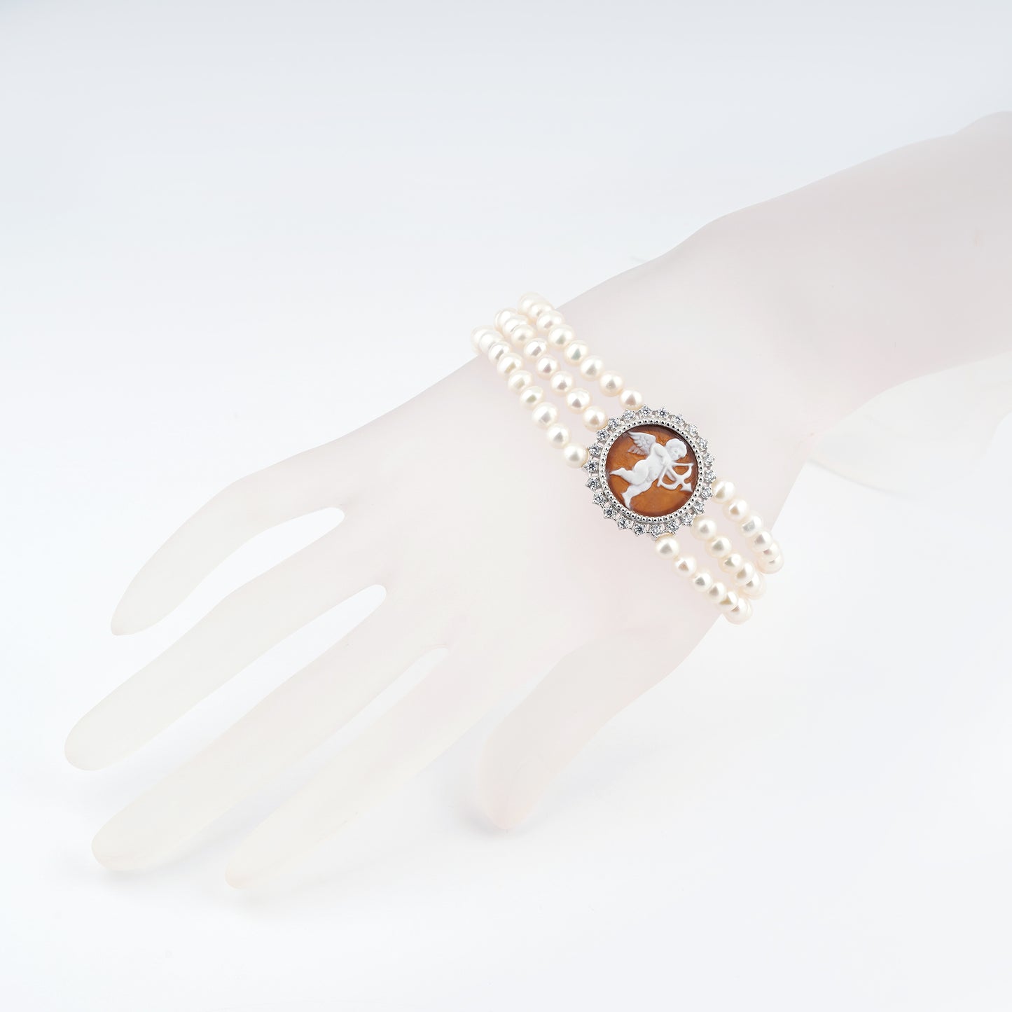 Bracciale-Ballet-Cammeo-Putto-con-Arco-Rodio-Bianco