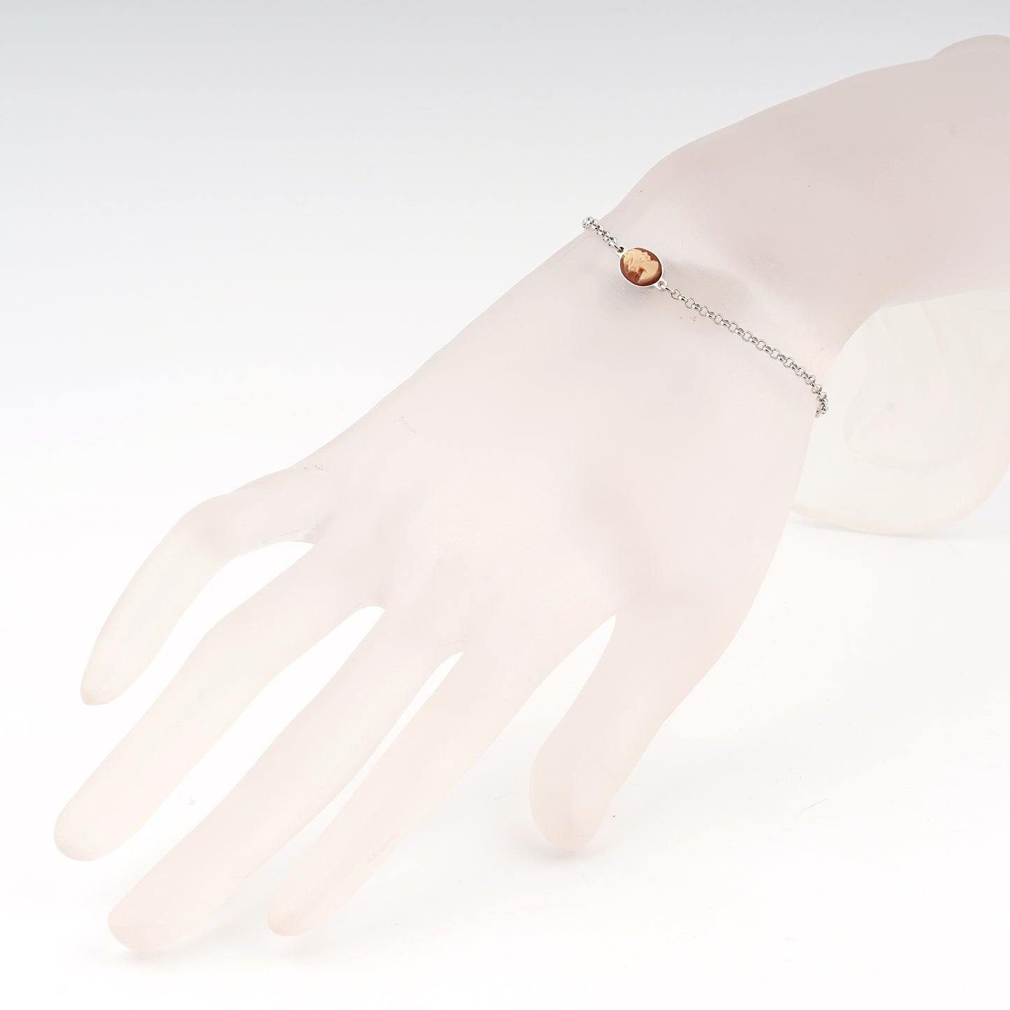 Bracciale-Colibri-Cammeo-Profilo-Donna-Cassis-Rufa-Rodio-Bianco