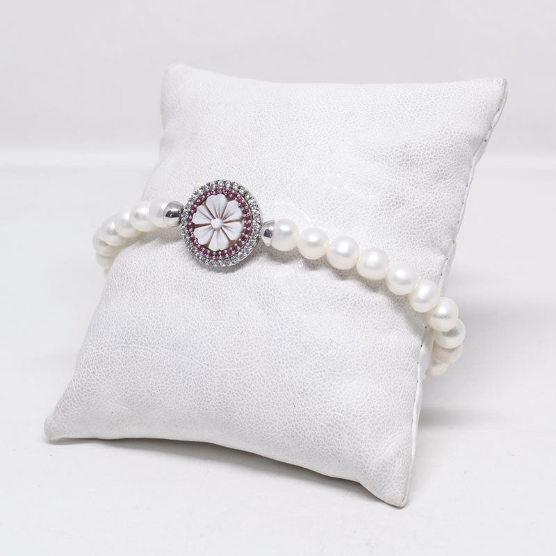 Bracciale-Cammeo-Fiori-Rodio-Bianco