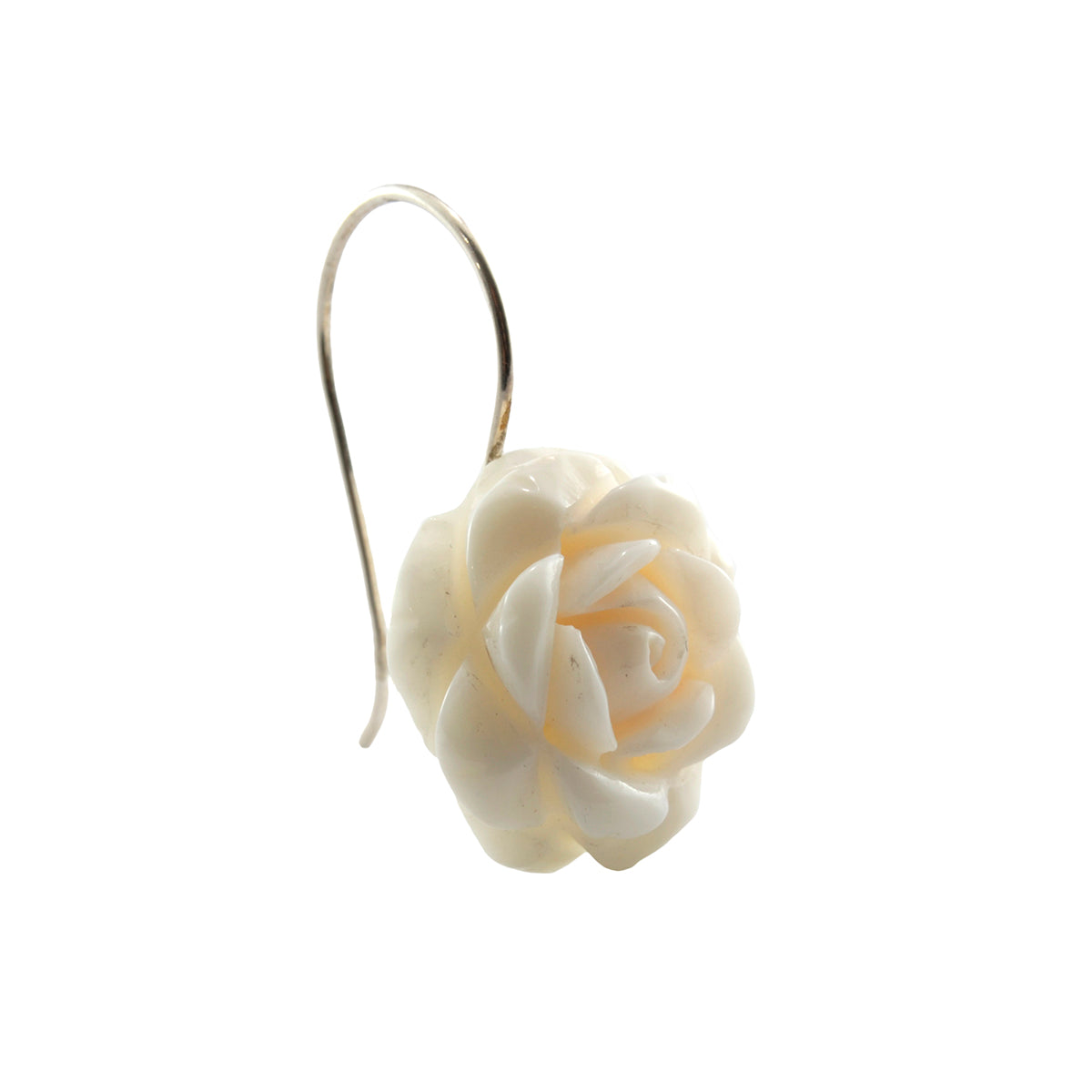 Orecchini in Pasta di Corallo Bianco Incisione Fiore