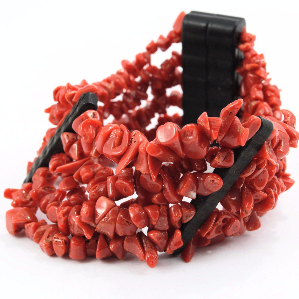 Coral and ebony bracelet