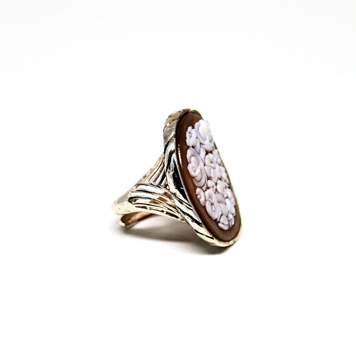 Anello-Cammeo-Incisione-Fiori