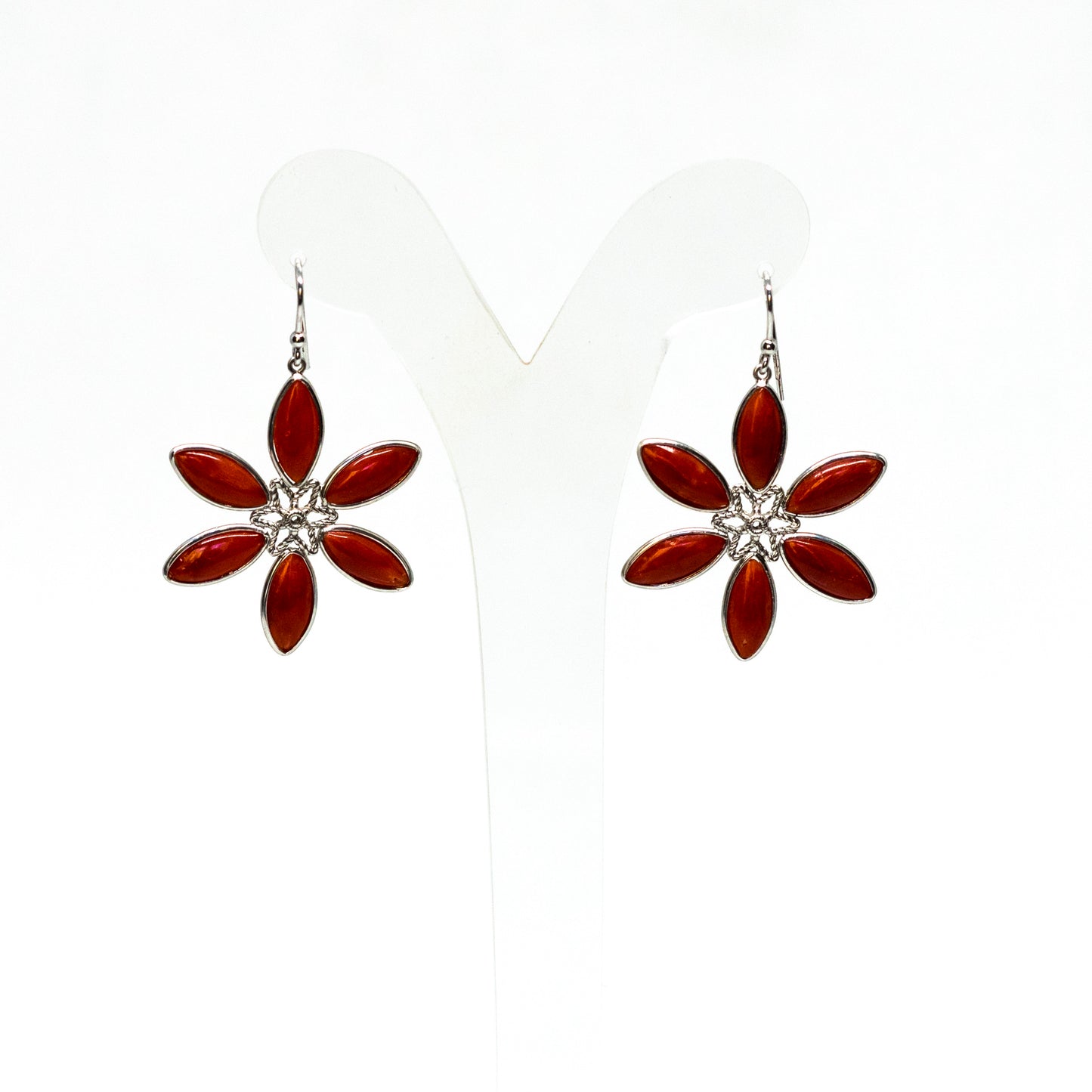 Red Coral Flower Earrings