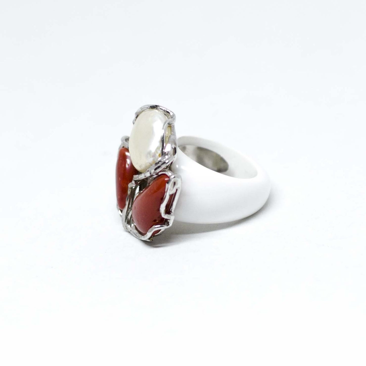 Anello In Turchese Corallo e Perle