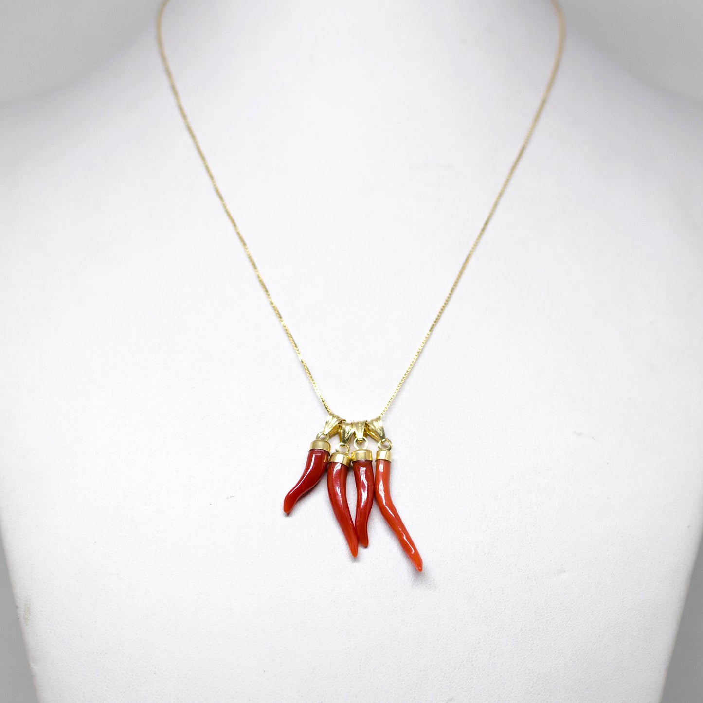 Pendente Corno in Corallo Rosso Portafortuna