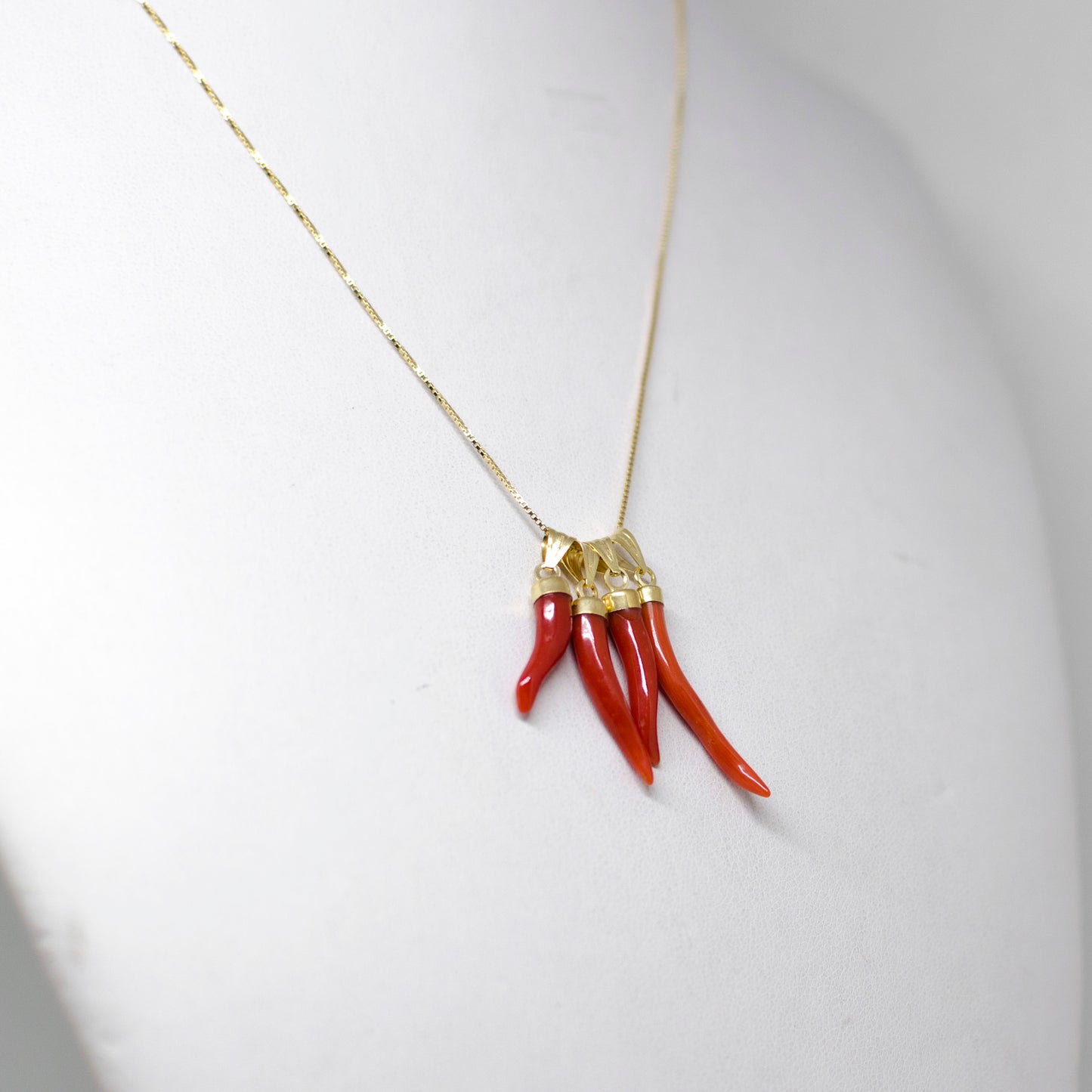 Pendente Corno in Corallo Rosso Portafortuna
