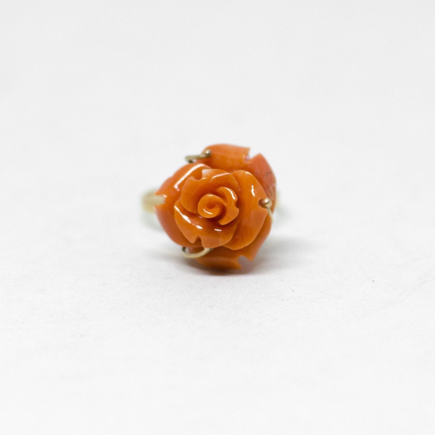Orange Pink Coral Ring Sculpted