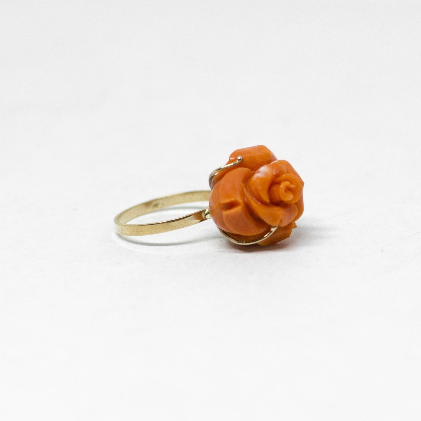 Orange Pink Coral Ring Sculpted