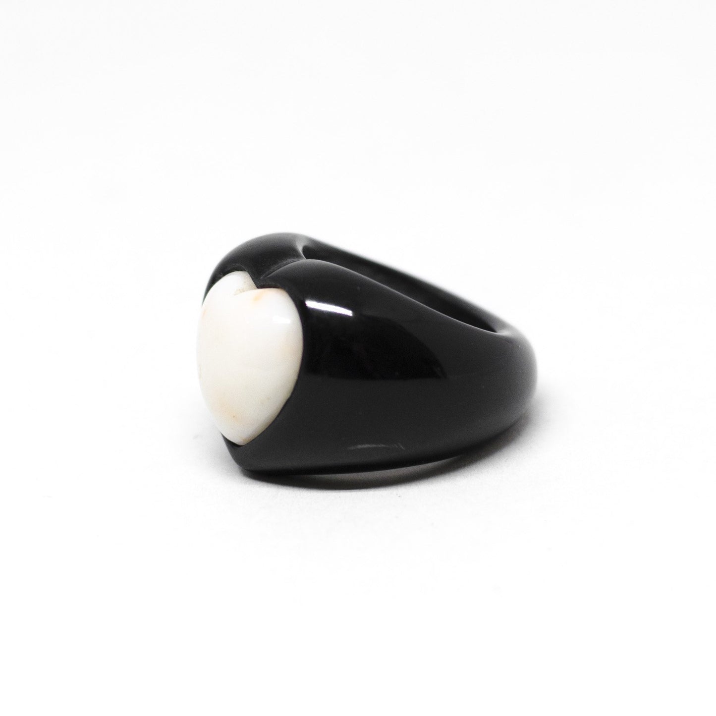 Pink coral heart shaped ring