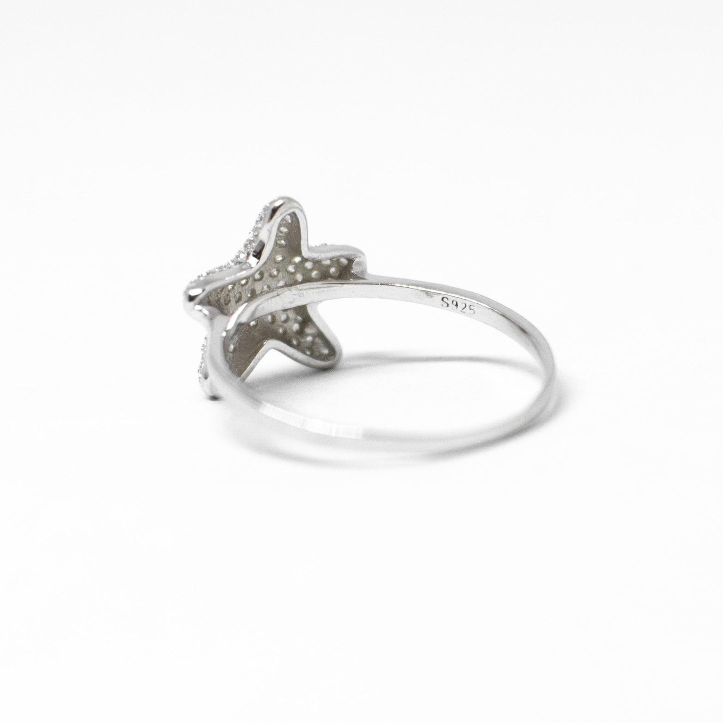 Navy silver ring with star