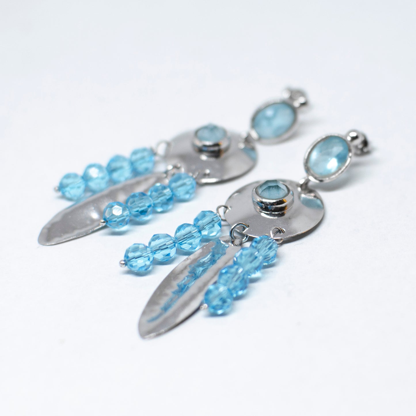 Silver and agate aquamarine earrings