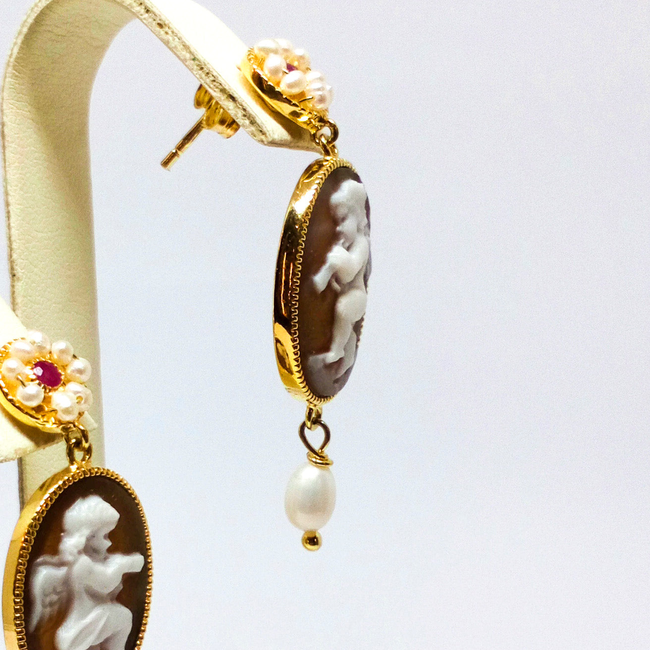 Anastasia Italian Cameo Earrings Putto Cameo