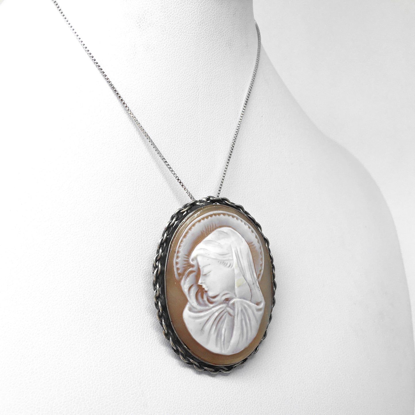 Pendente Spilla Cammeo Incisione Madonnina