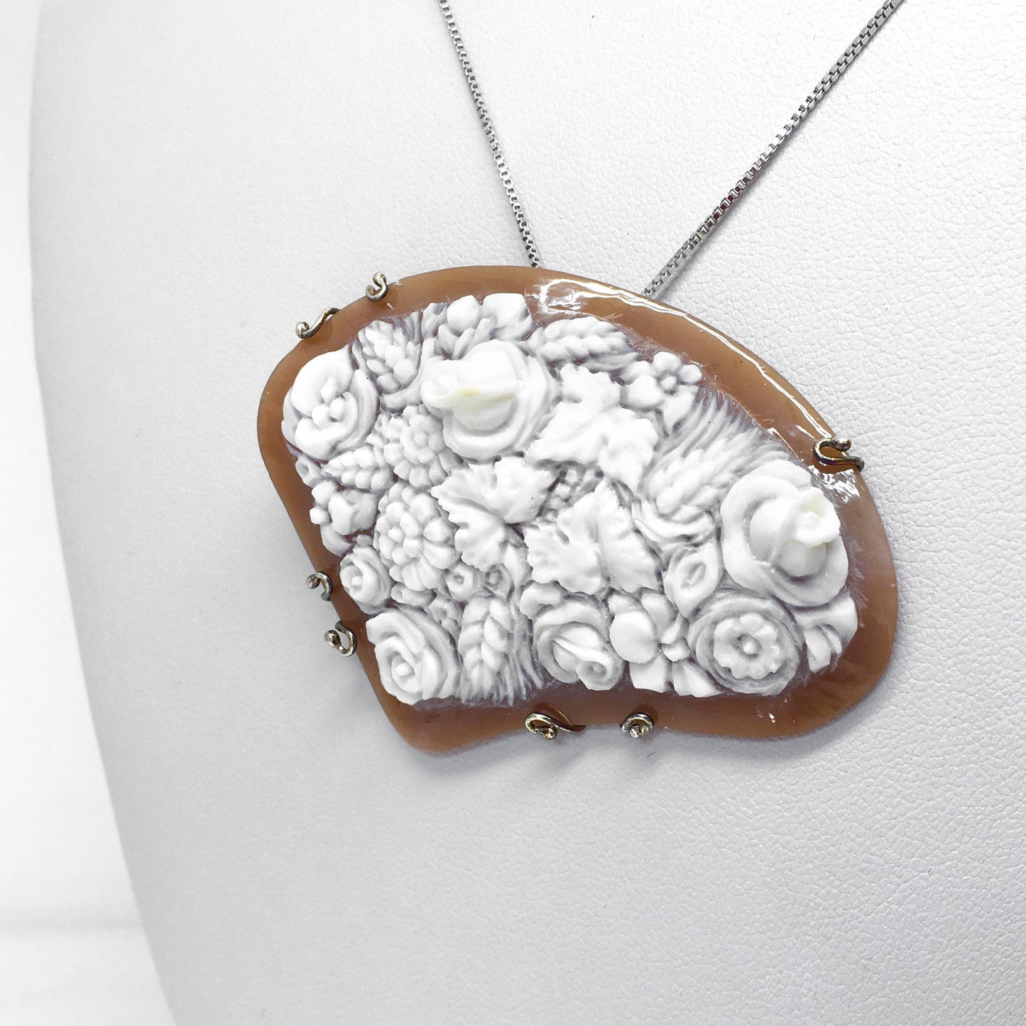 Pendente- Cammeo -Artistico-Bouquet- di- Fiori