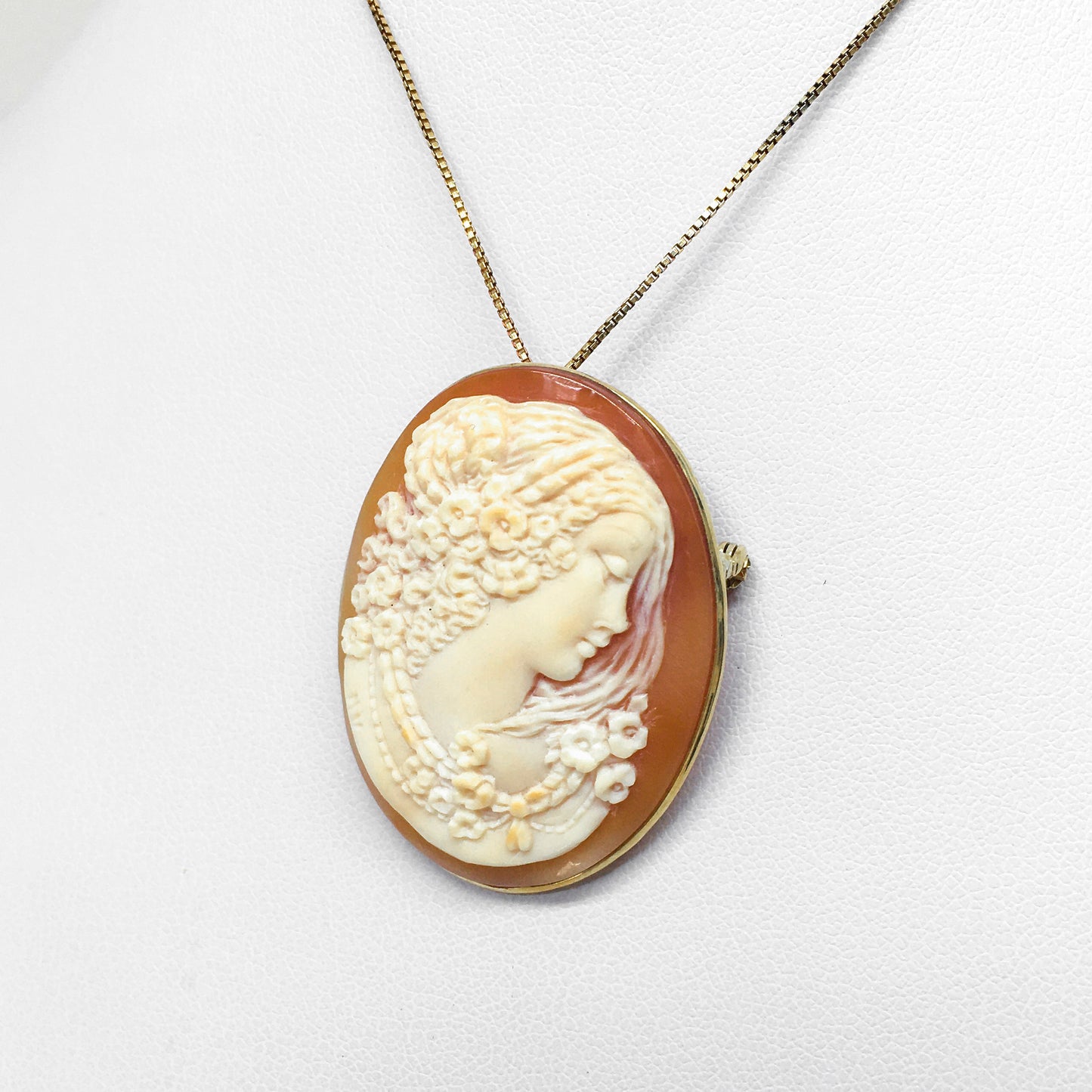 Pendente Spilla Cammeo Artistico Profilo Donna