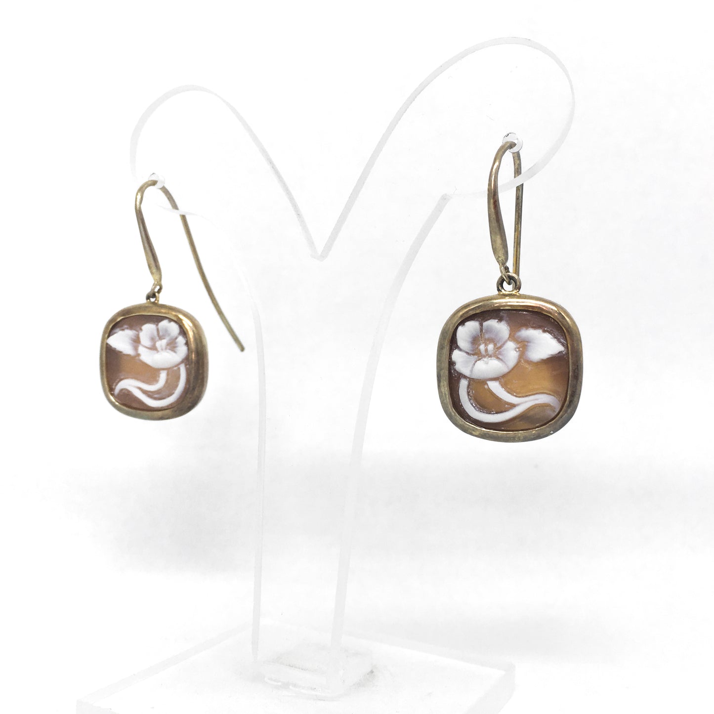 Italian Cameo Earrings Cameo Engraving Flower
