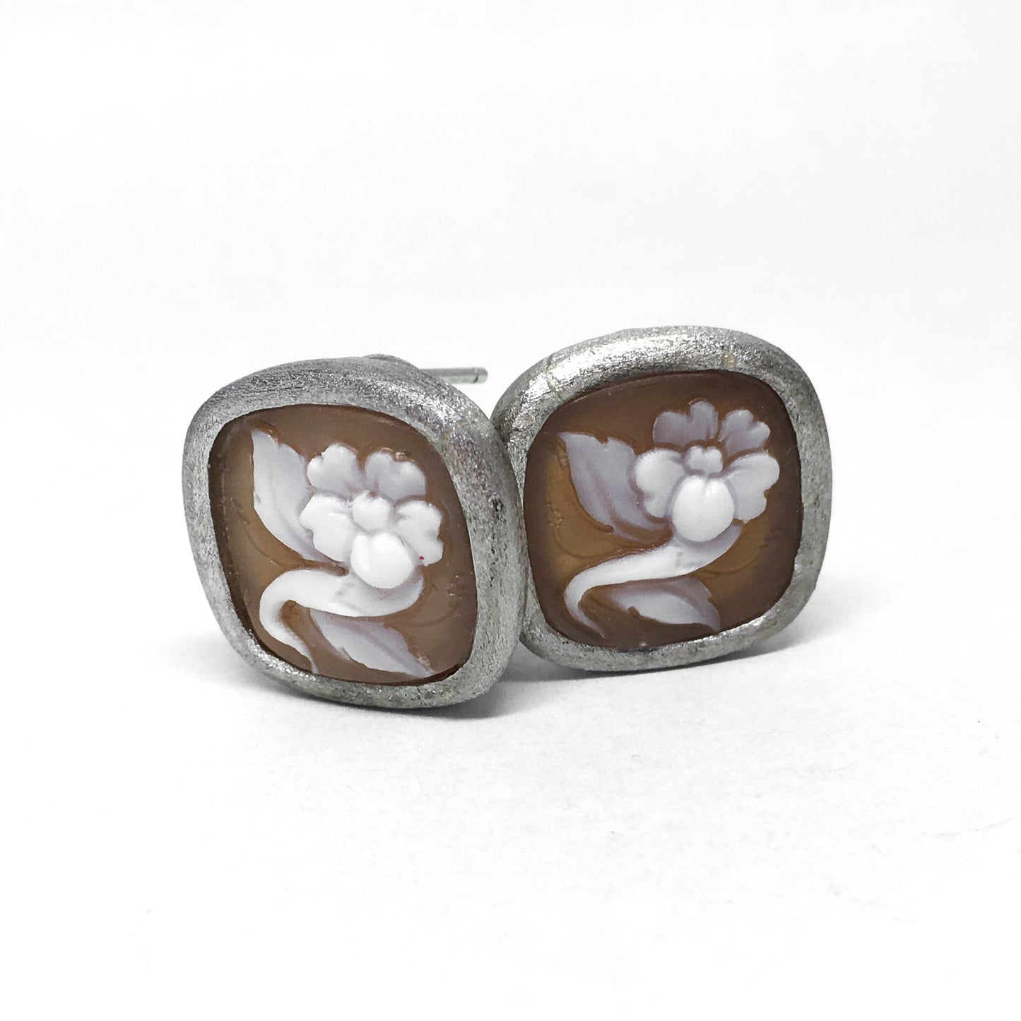 Italian Cameo Earrings Cameo Engraving Flower
