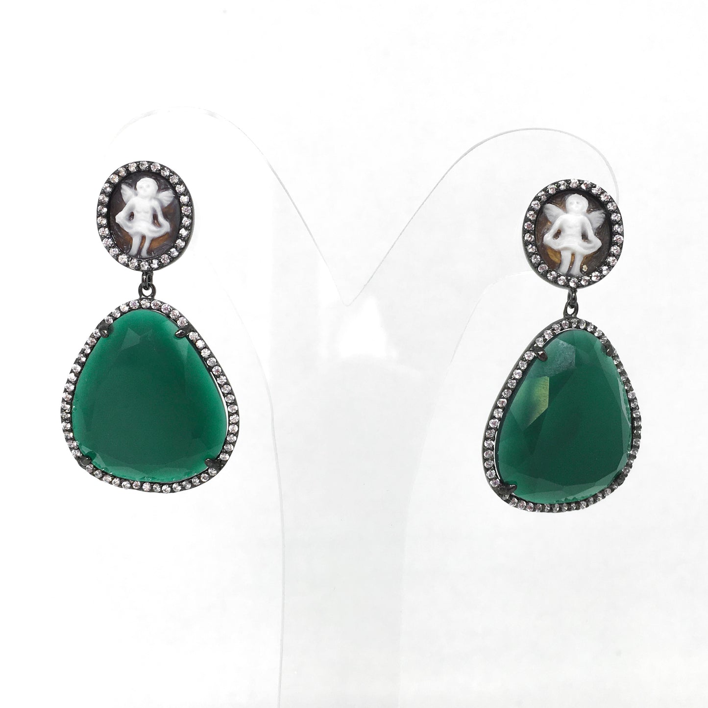 Cameo Earrings Italian Jade Cameo Trilly