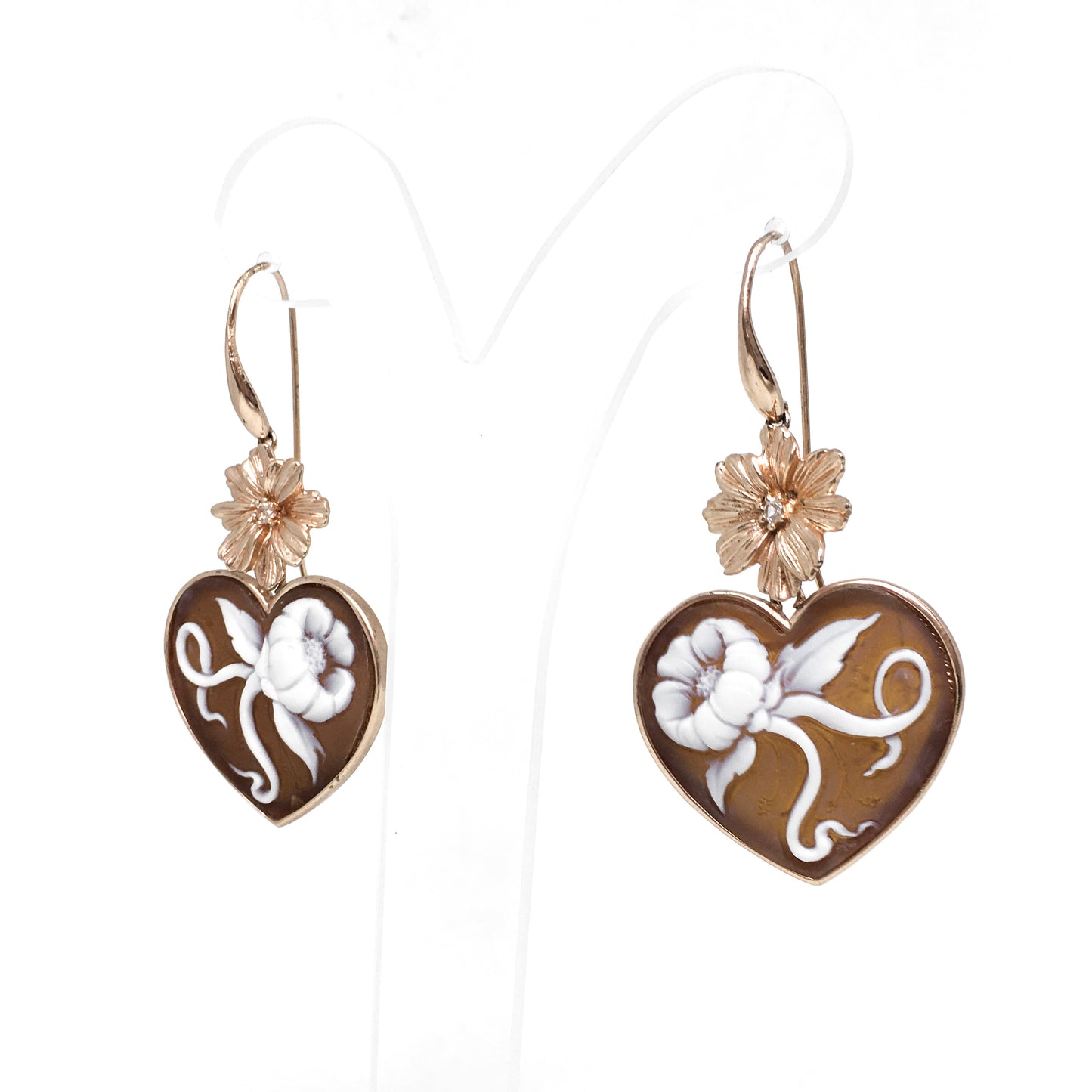 Italian Cameo Earrings Cameo Engraving Flowers