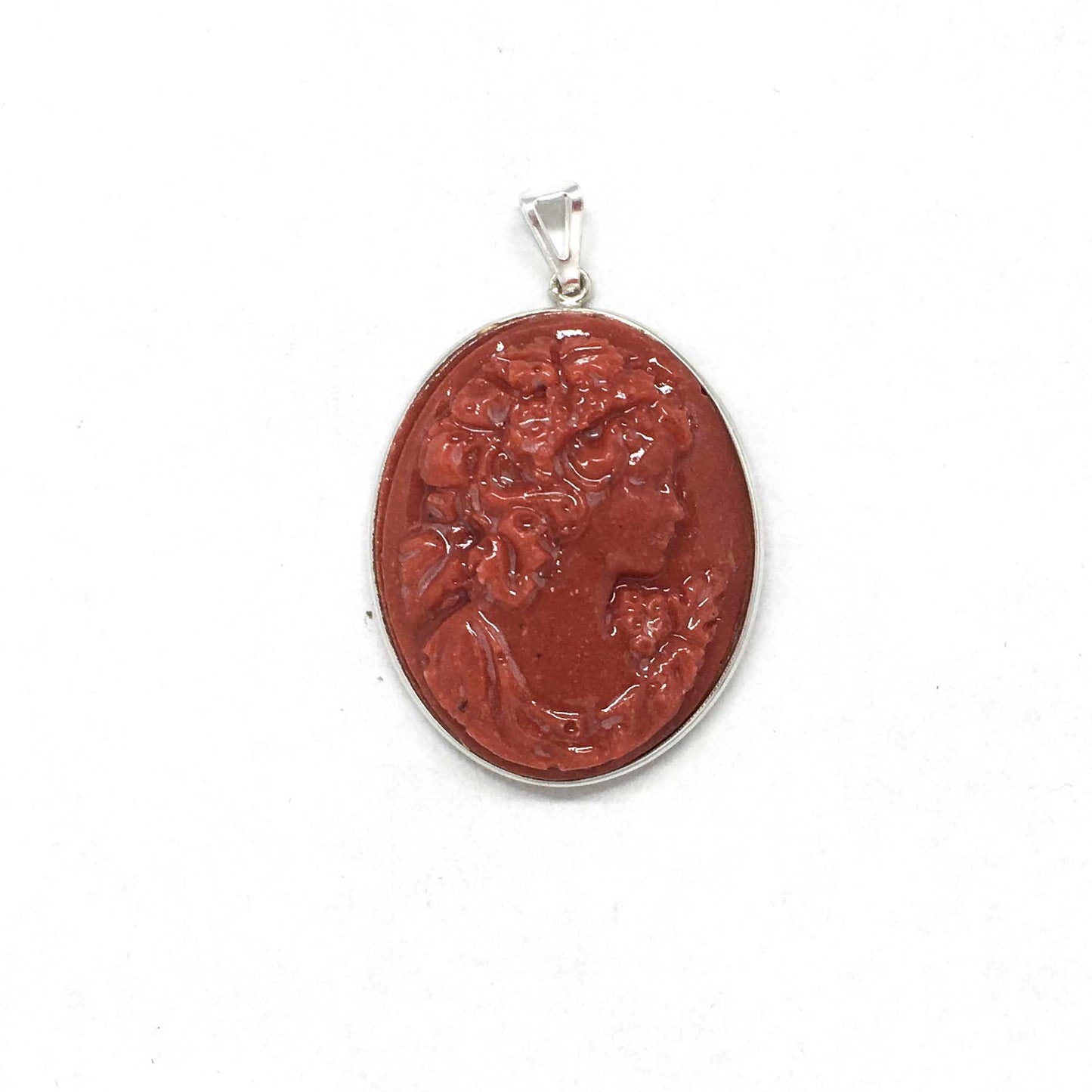 Coral Paste Cameo Pendant