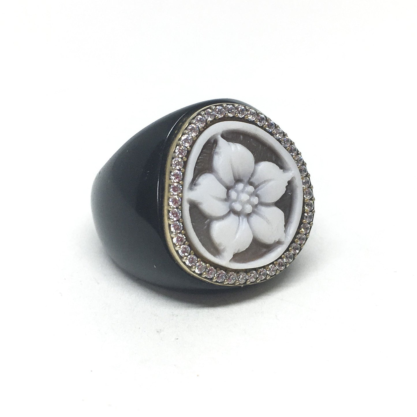 Anello-Cammeo-Incisione-Fiore