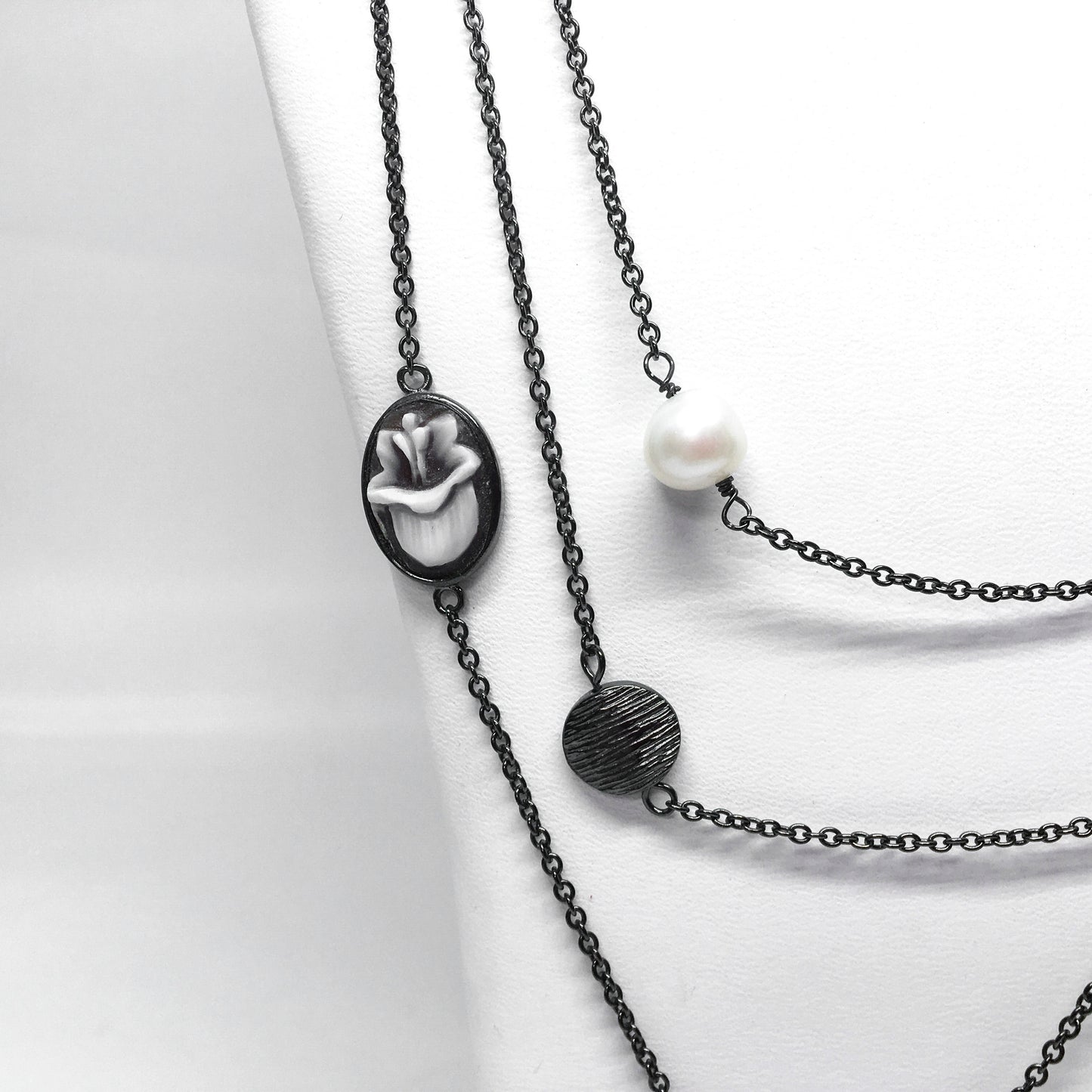 Italian Cameo Necklace Cameo with Lily Pearls