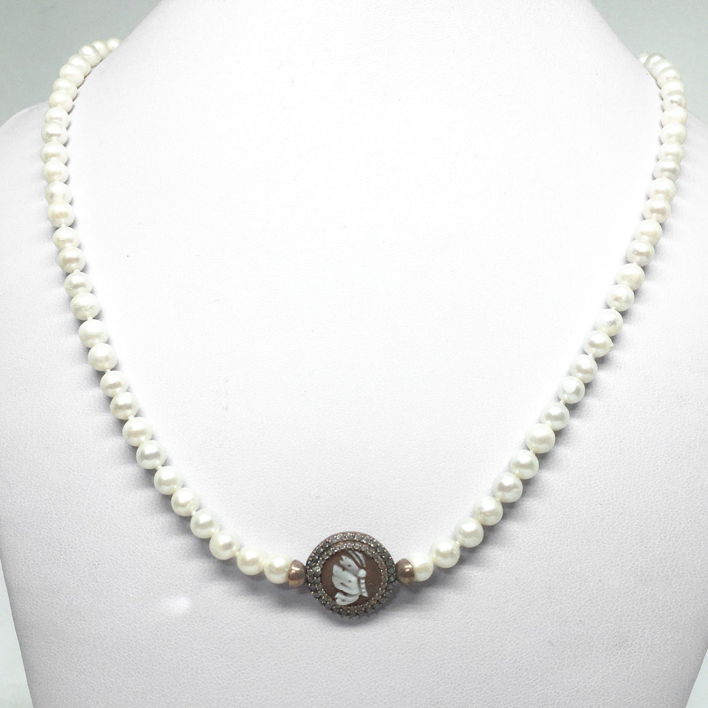 Italian Cameo Necklace Cameo with Pearls