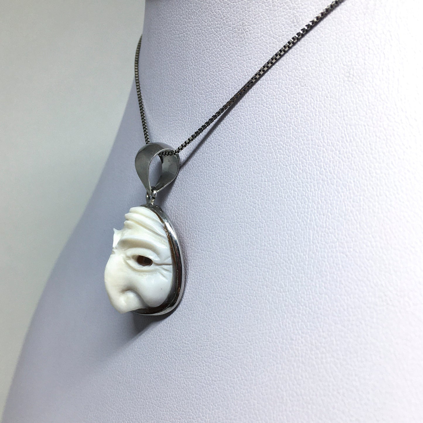 Pulcinella Mask Cameo Pendant