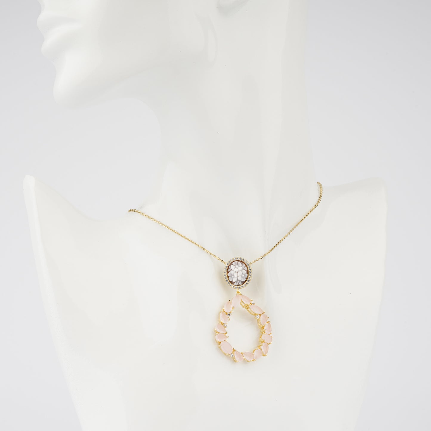 Pendente-Luci-Cammeo-Fiori-Oro