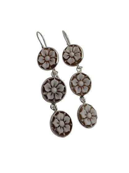Orecchini in Cammeo incisione "Tris di Fiori"
