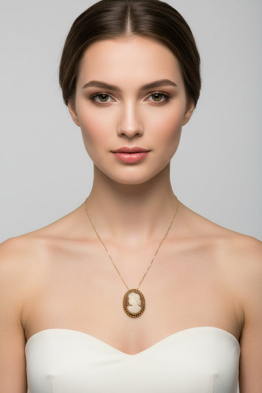 Spilla Pendente in Cammeo incisione "Profilo di Donna"