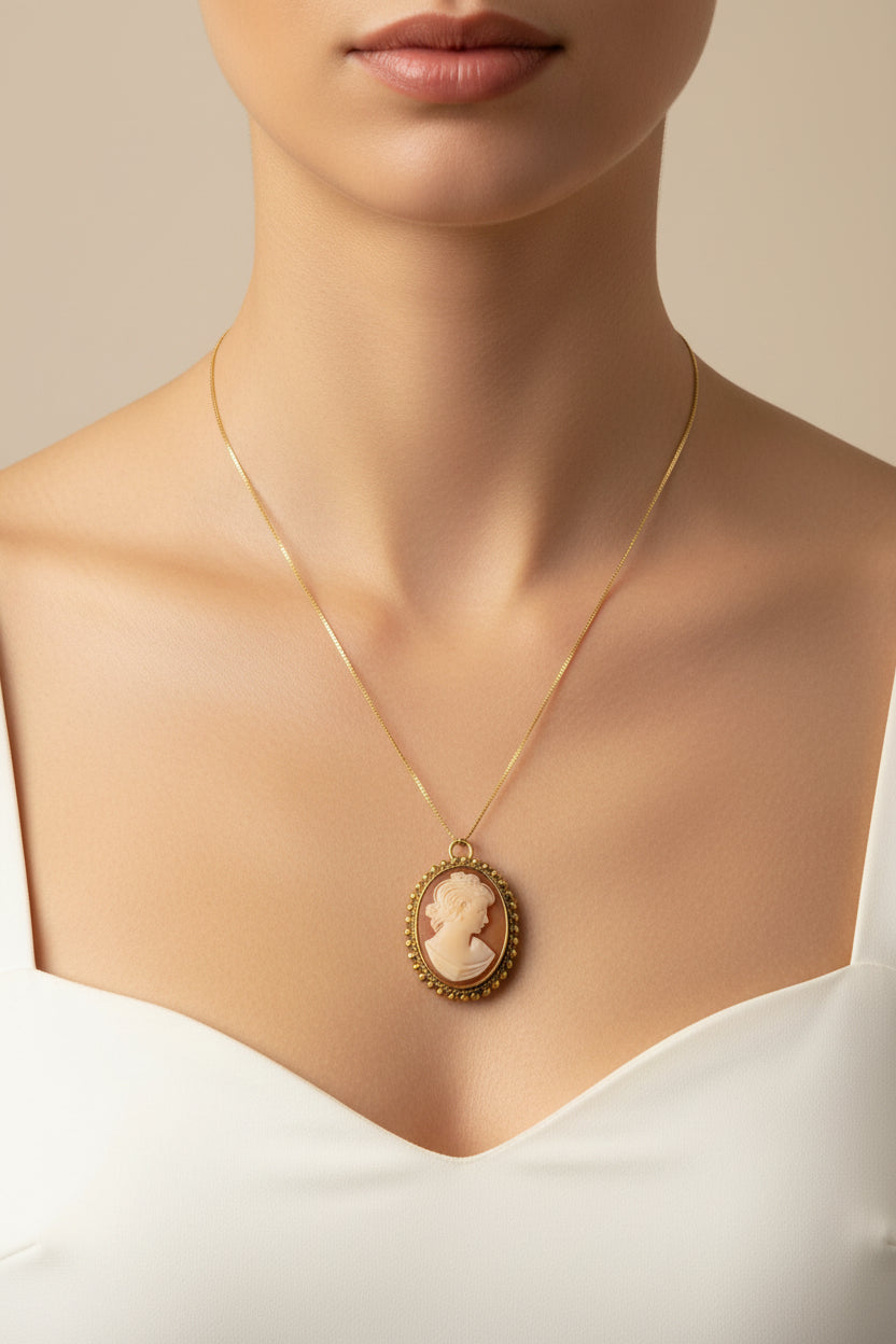 Spilla Pendente in Cammeo incisione "Profilo di Donna"