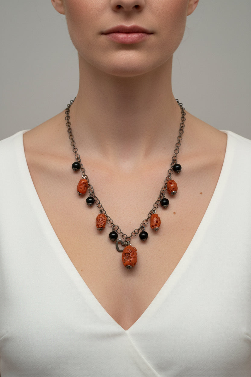 Collana in Corallo Grezzo e Agata